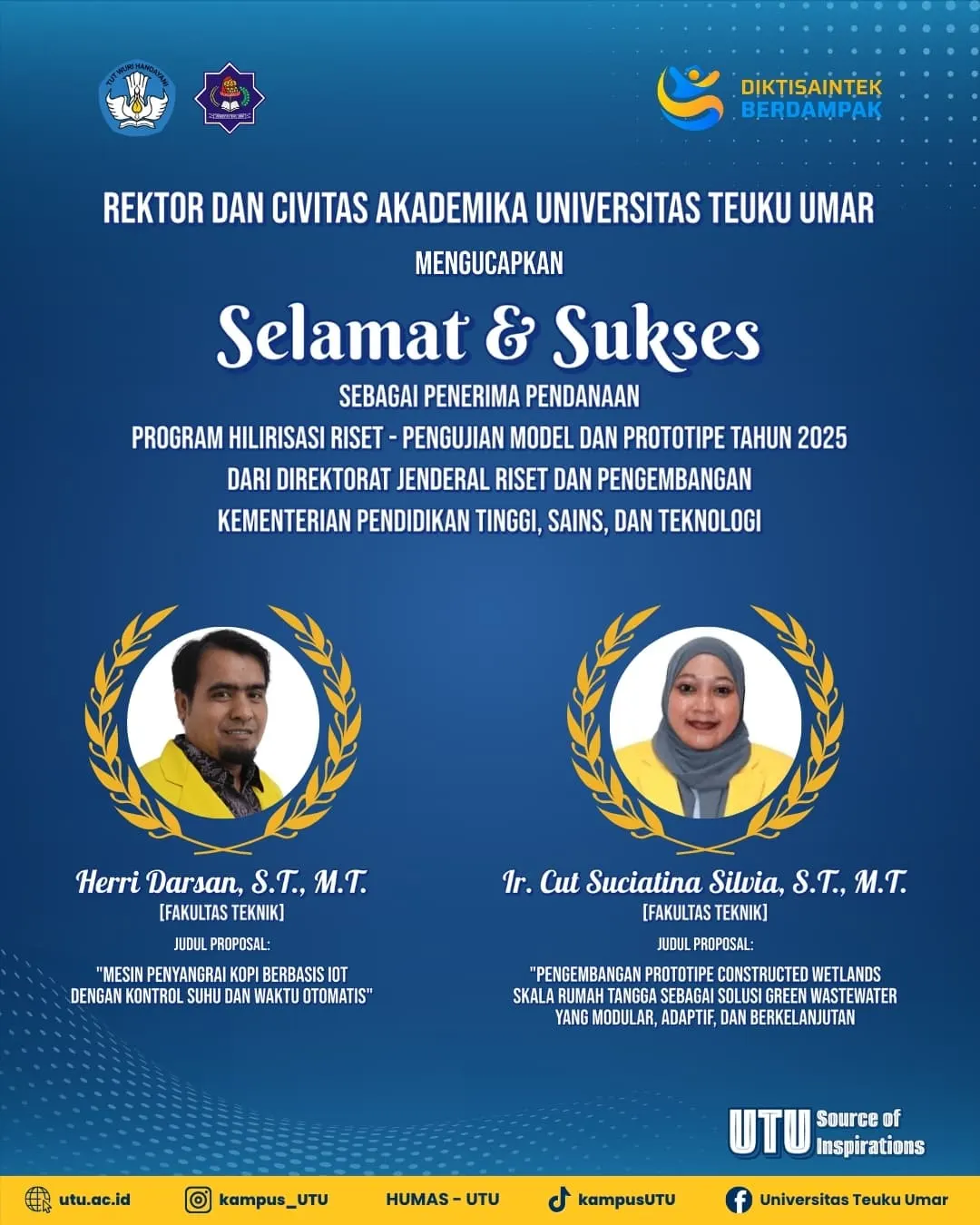 Featured image: Dua Dosen UTU Raih Pendanaan Bergengsi untuk Riset Inovatif Tahun 2025