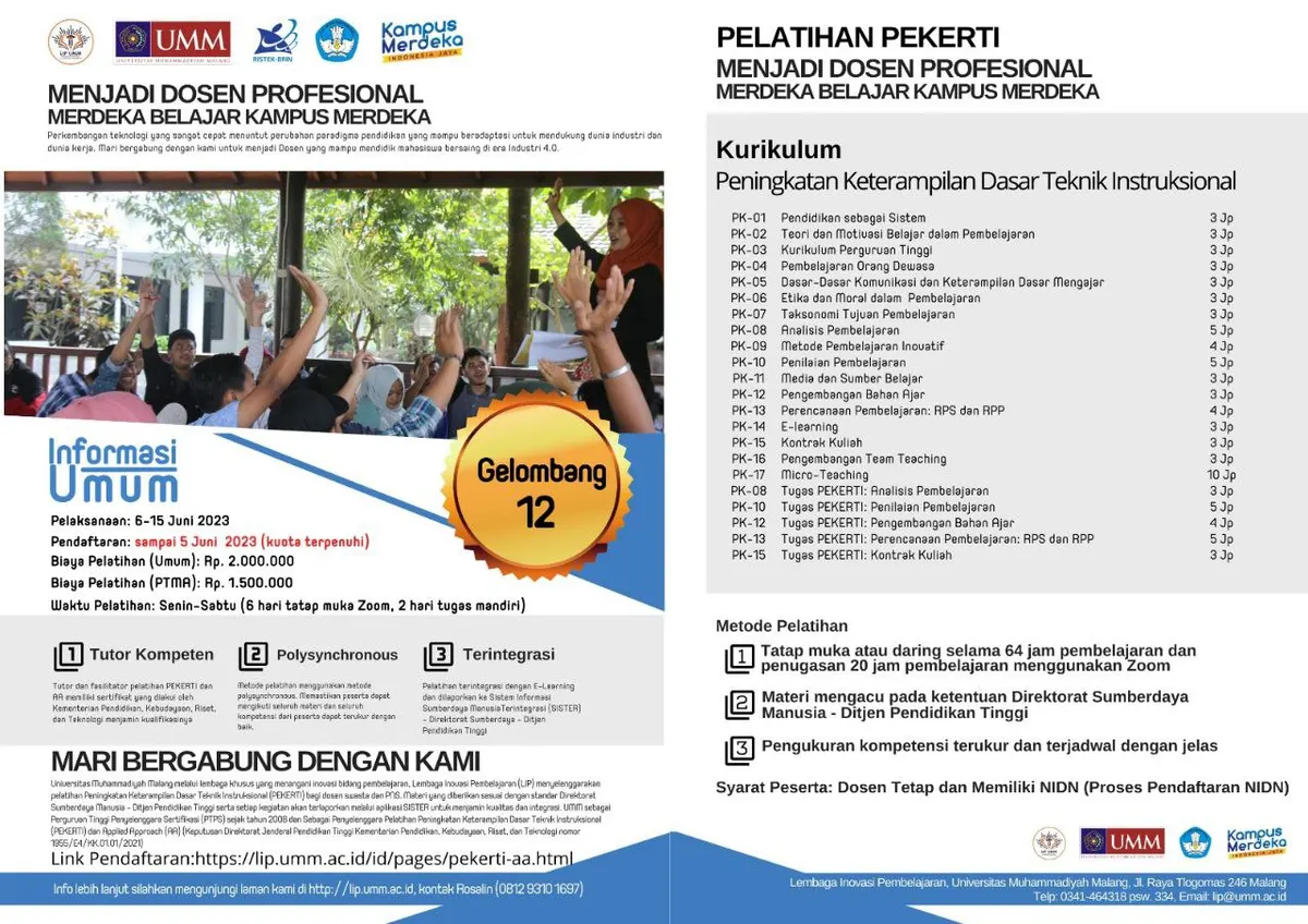 Featured image: Universitas Muhammadiyah Malang Gelar Pelatihan PEKERTI untuk Dosen Swasta dan PNS