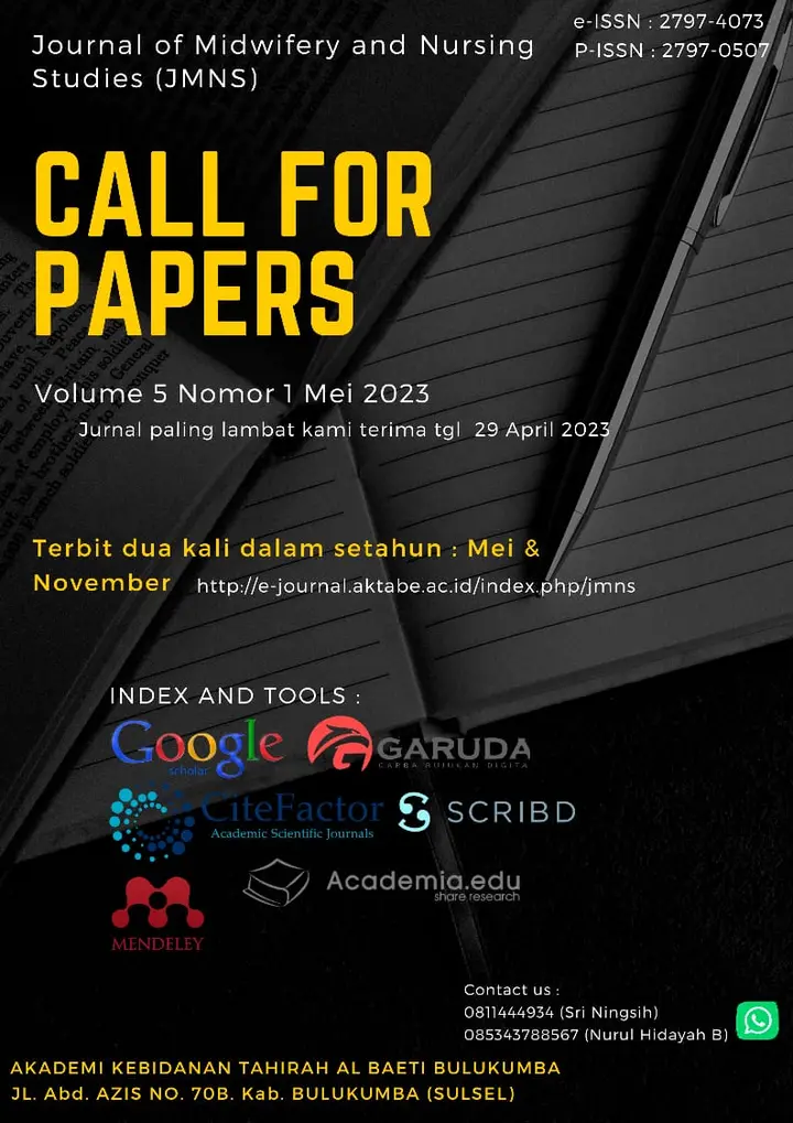 Sampul: Jurnal of Midwifery and Nursing Studies (JMNS) Membuka Peluang Publikasi Artikel Jurnal