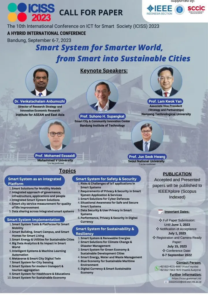 Sampul: ICISS 2023: Konferensi Internasional ICT untuk Masyarakat Cerdas Mengundang Pengiriman Makalah