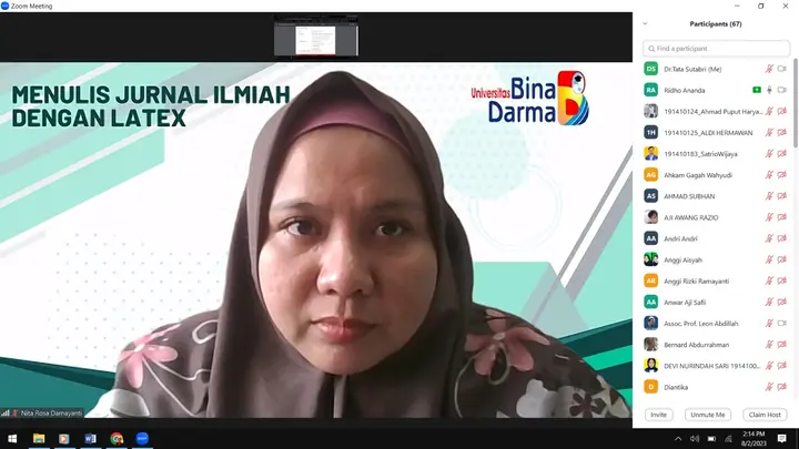 Sampul: Universitas Bina Darma Dorong Kemajuan Akademisi Dosen dengan Pelatihan Menulis Jurnal Berbasis Latex Secara Daring